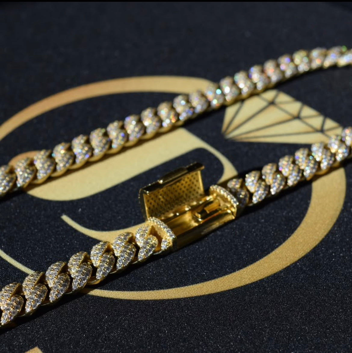 12mm Bubble 2-Row Cuban Link Necklace Moissanite