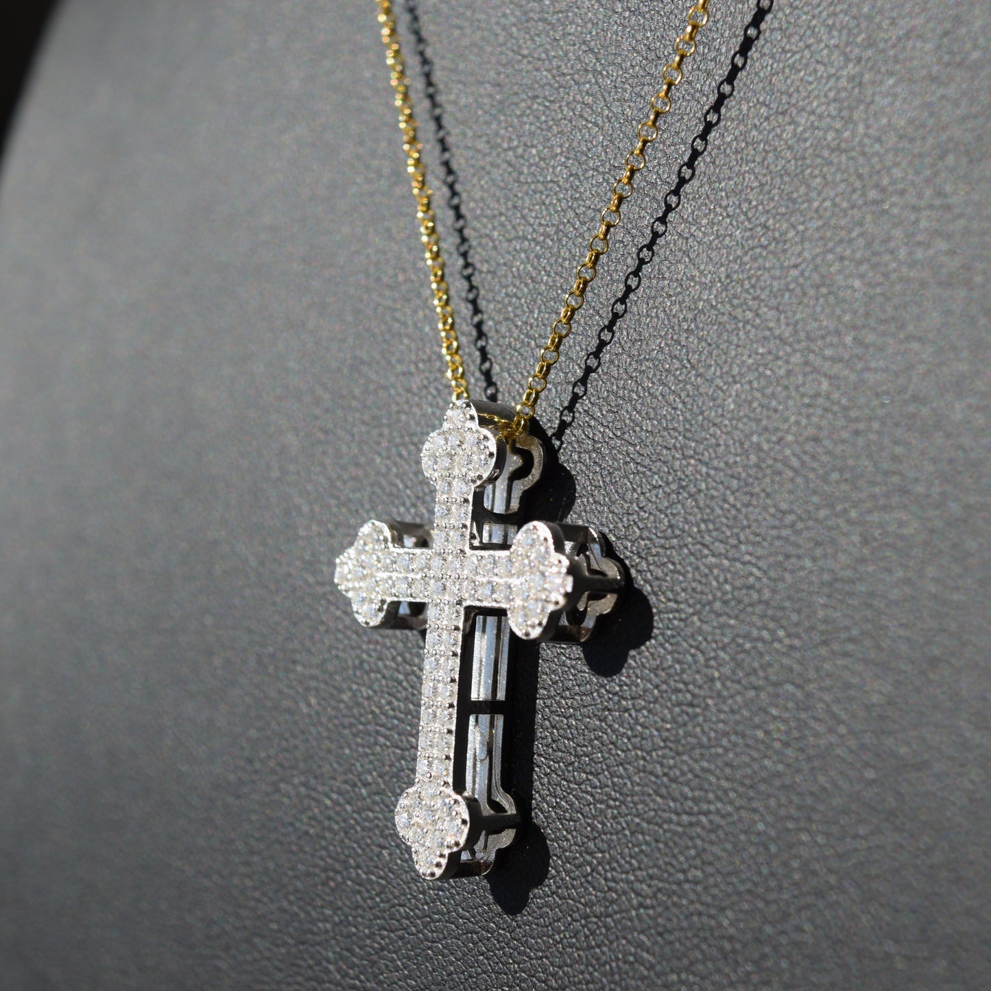 3-in-1 Cross Dog-Tag Pendant Moissanite