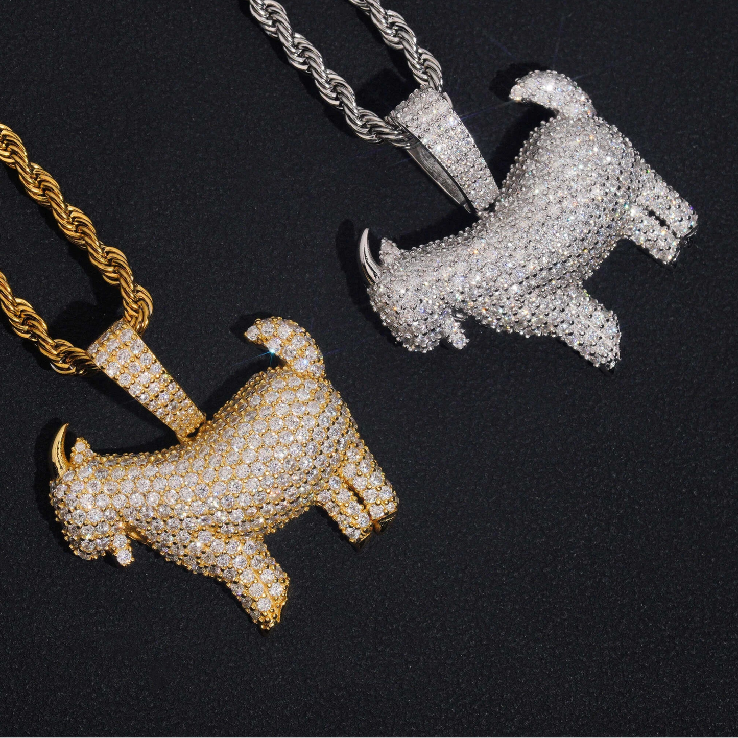 Micro-Paved Goat 3D Pendant Moissanite