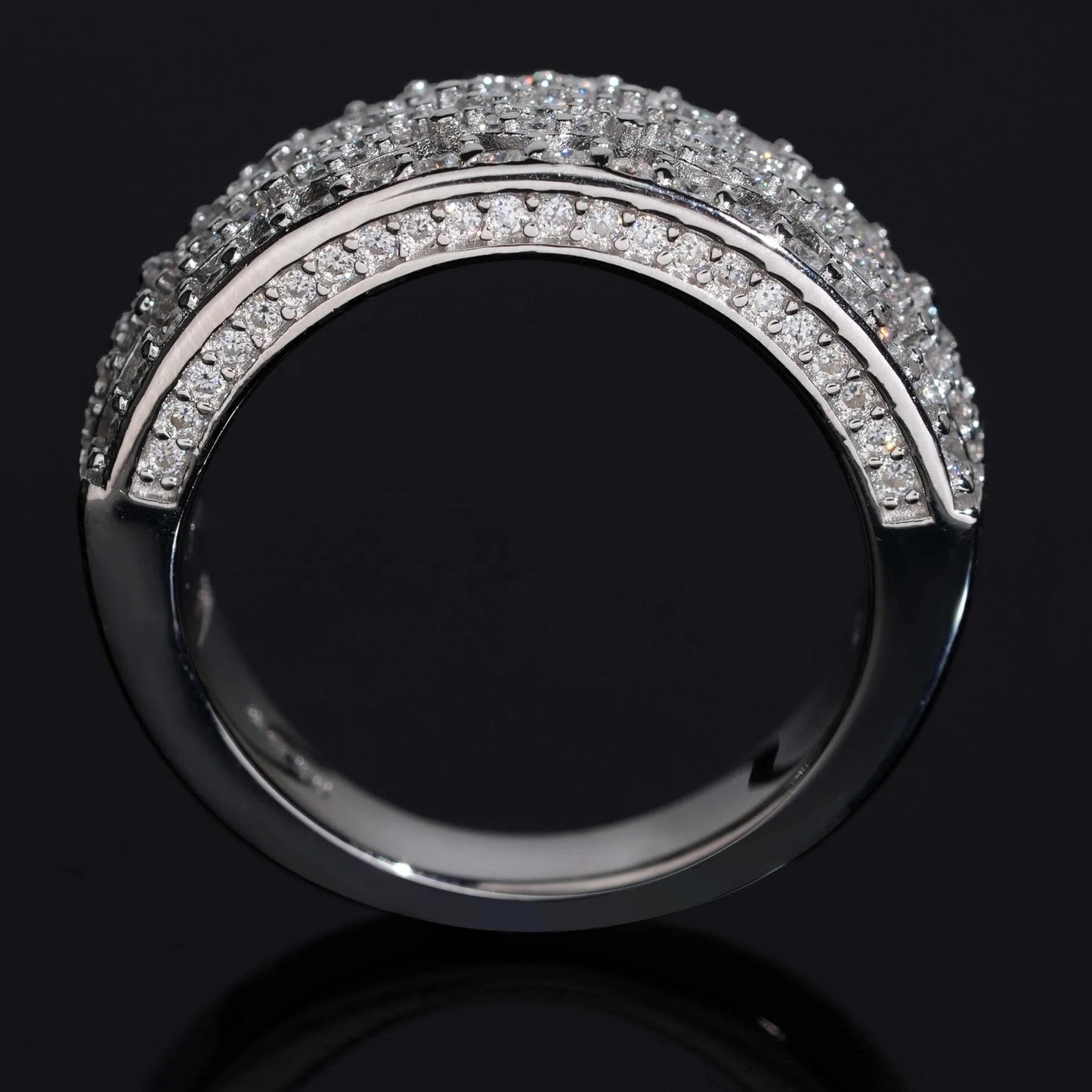 3-Row Engagement Men Style Ring Moissanite