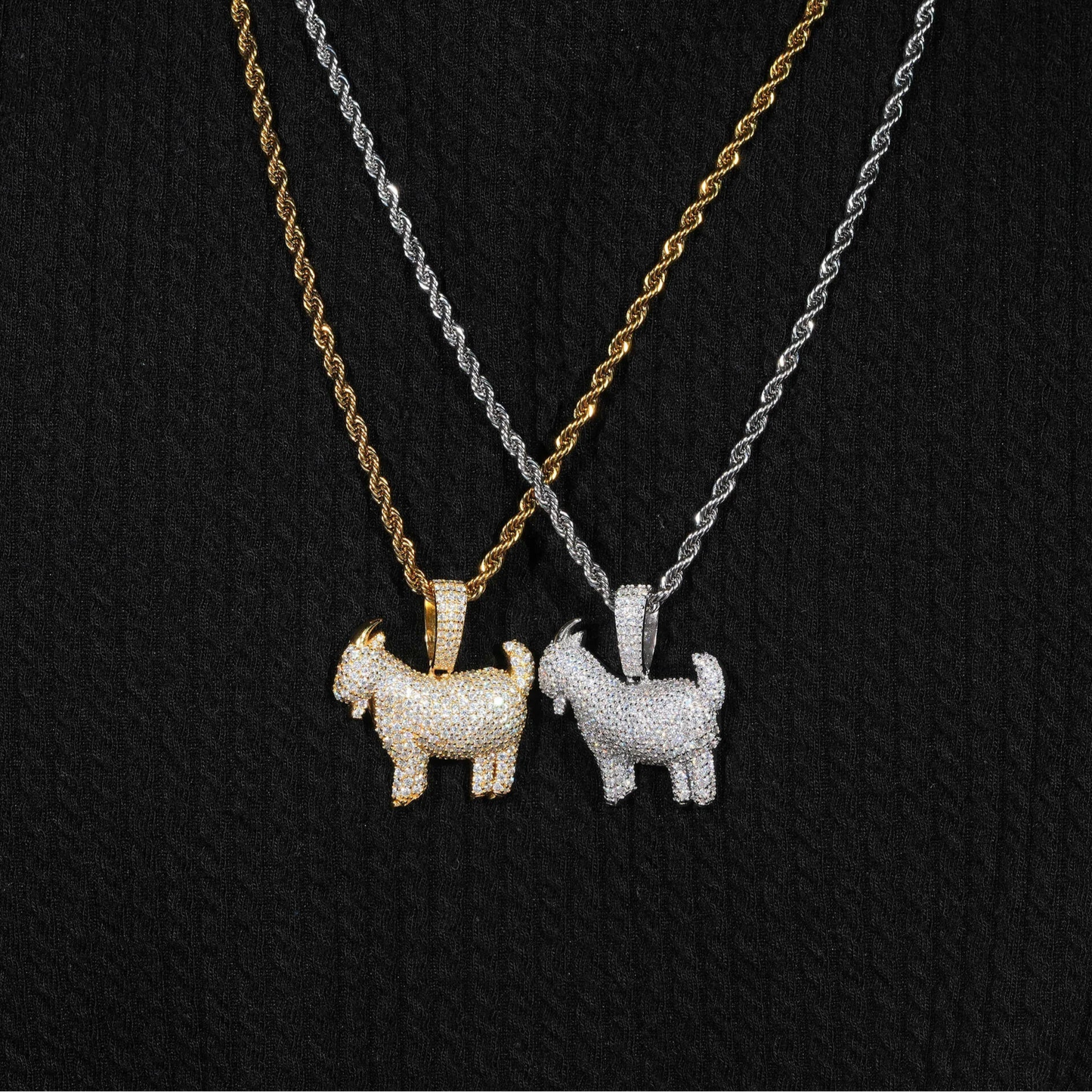 Micro-Paved Goat 3D Pendant Moissanite