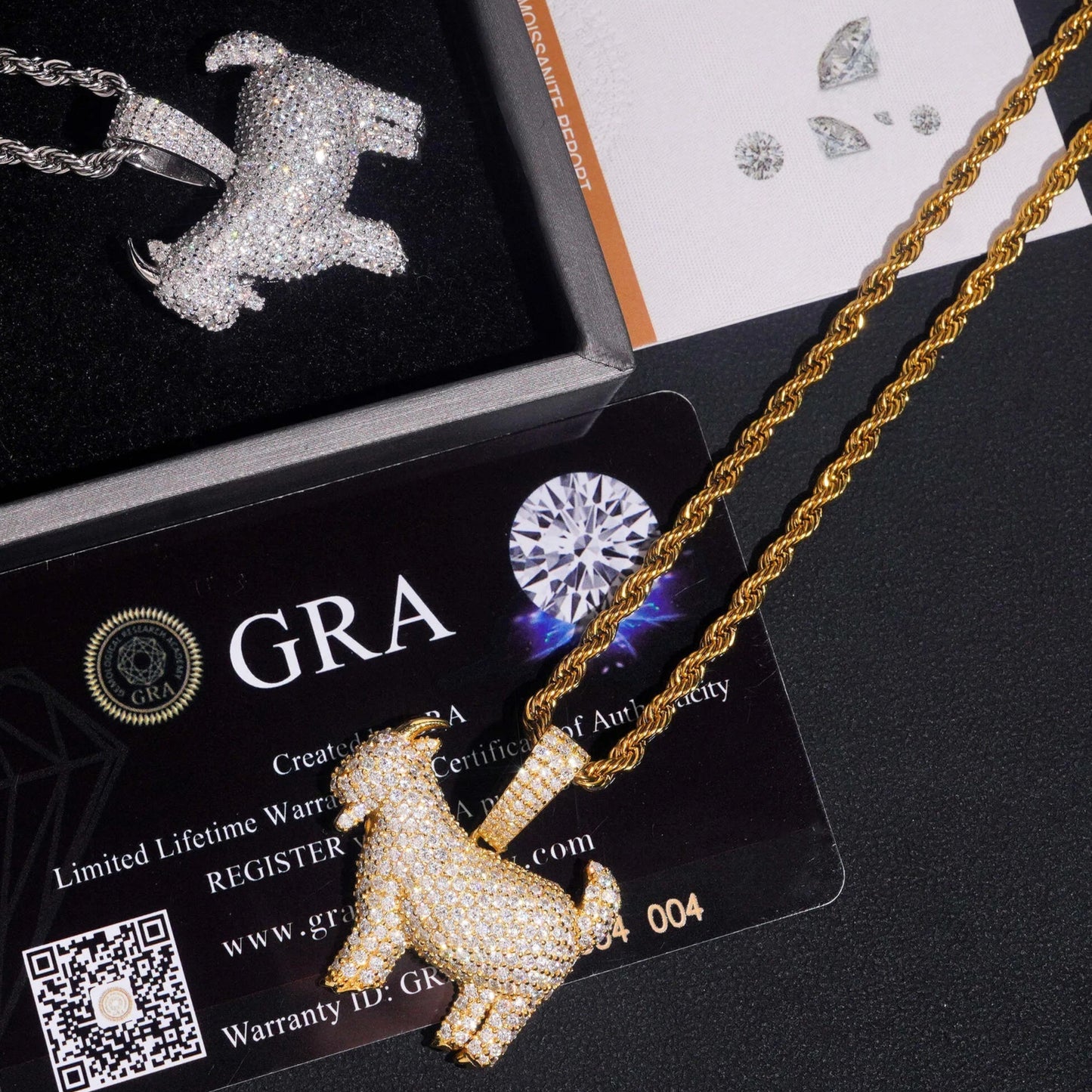 Micro-Paved Goat 3D Pendant Moissanite