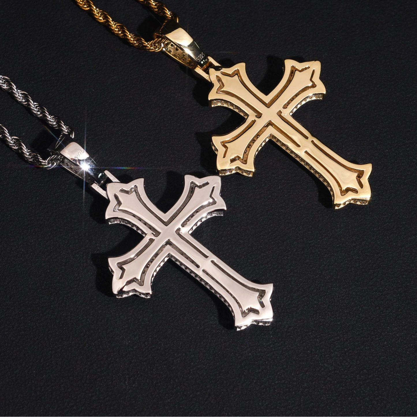 Imperial Crown Cross Pendant Moissanite