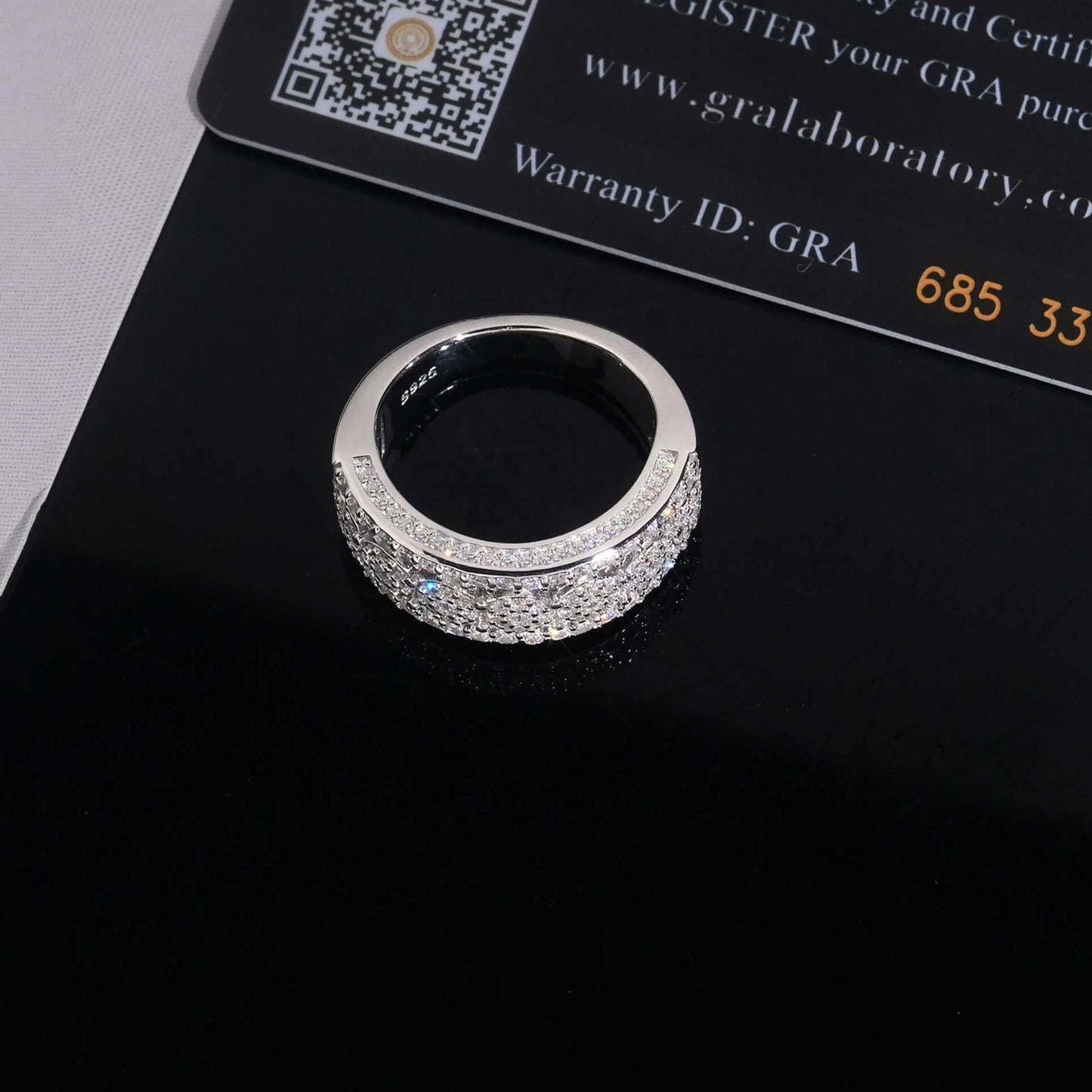 3-Row Engagement Men Style Ring Moissanite