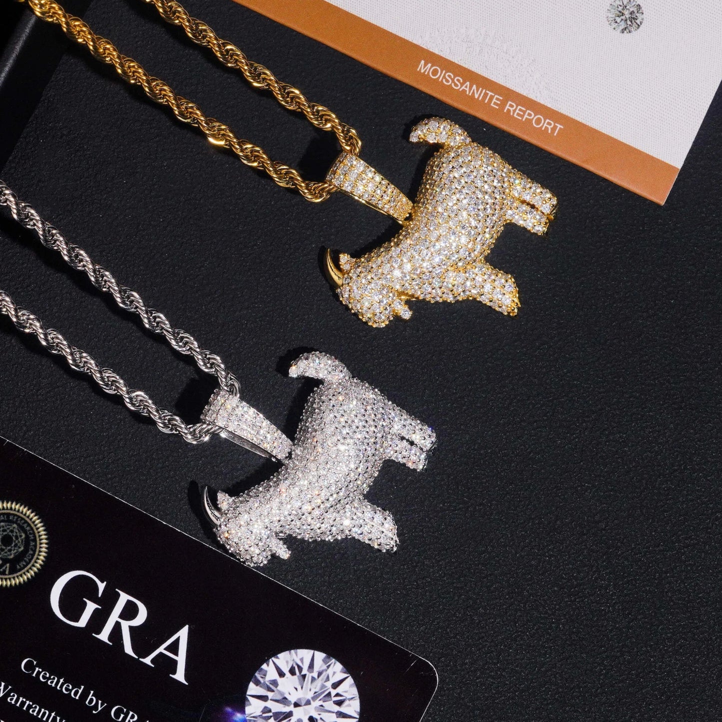 Micro-Paved Goat 3D Pendant Moissanite