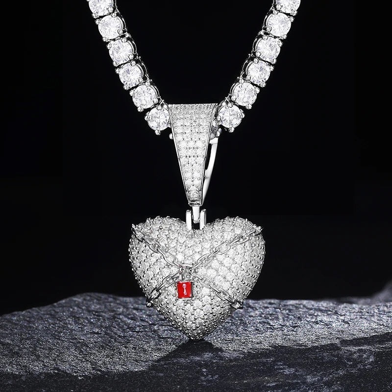 Locked Heart Pendant Moissanite