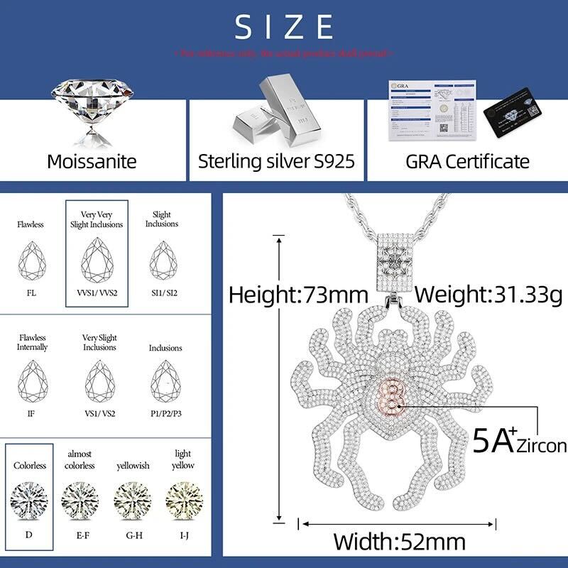 Spider 8 Ball Pendant Moissanite