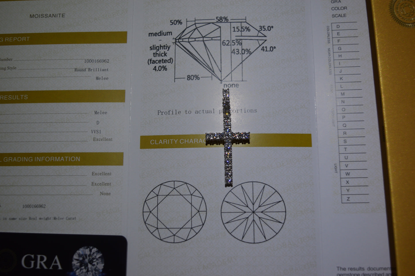 Standard Cross Pendant Silver Moissanite