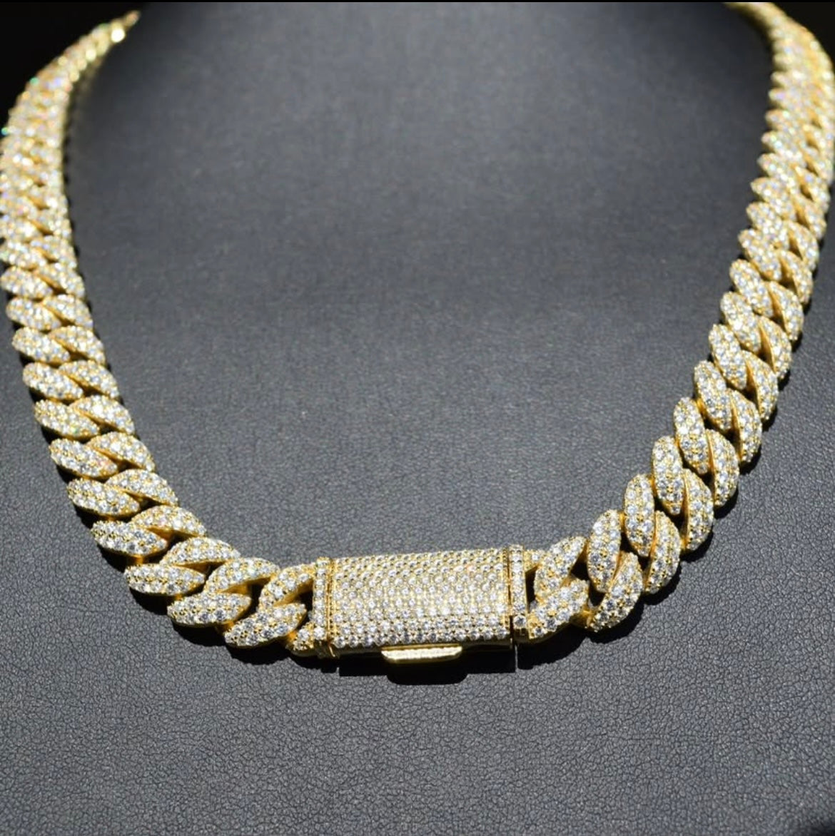 12mm Bubble 2-Row Cuban Link Necklace Moissanite