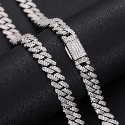 2-Row 9mm Cuban Link Necklace Moissanite