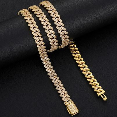 2-Row 9mm Cuban Link Necklace Moissanite