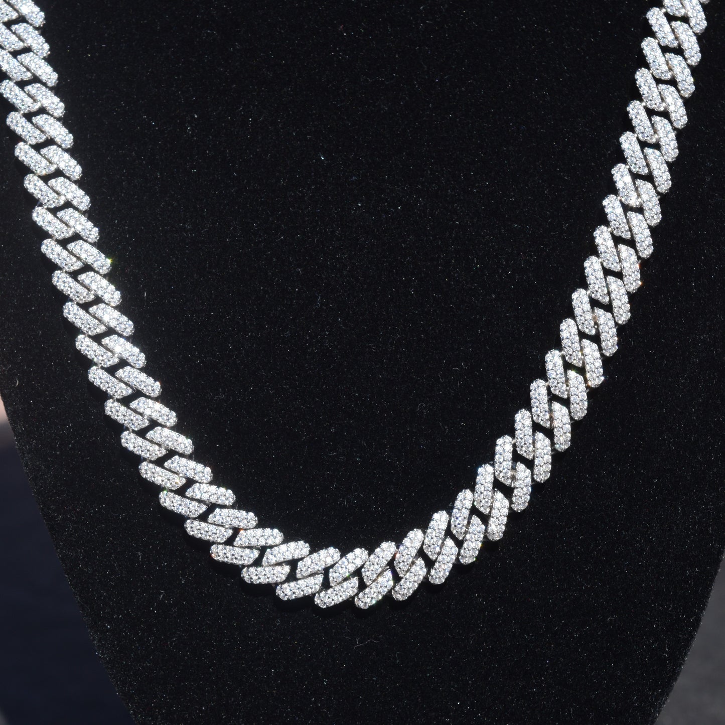 2-Row 9mm Cuban Link Necklace Moissanite