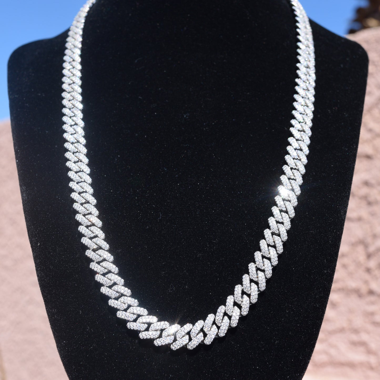 2-Row 9mm Cuban Link Necklace Moissanite