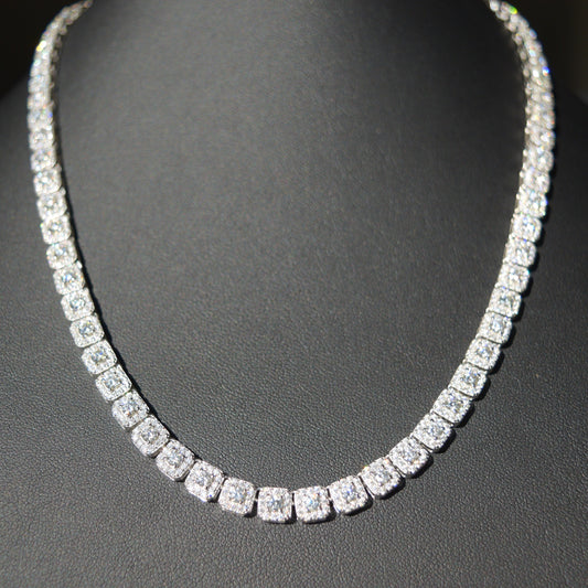 Moissanite Micro Clustered Tennis Necklace 6mm