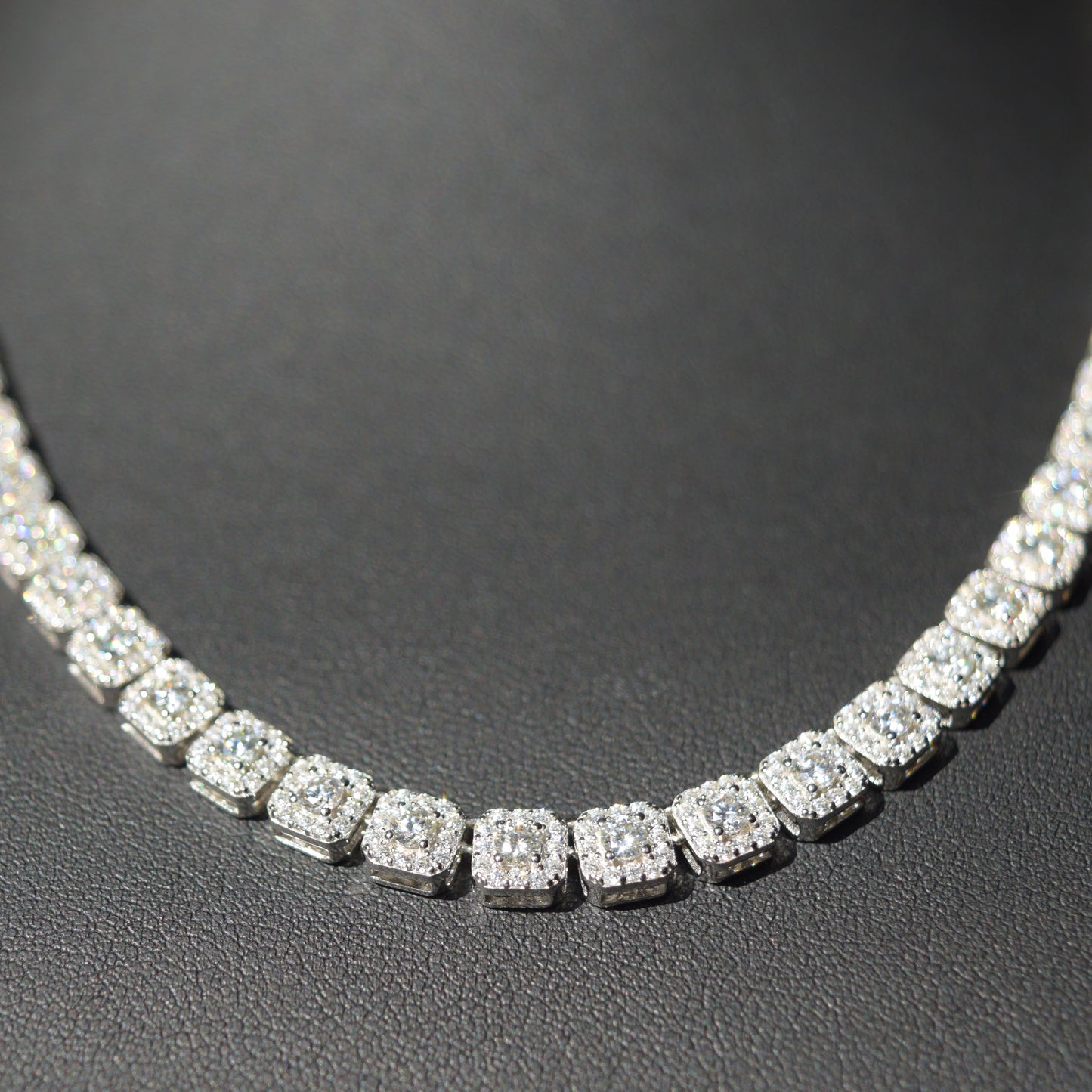 Moissanite Micro Clustered Tennis Necklace 6mm