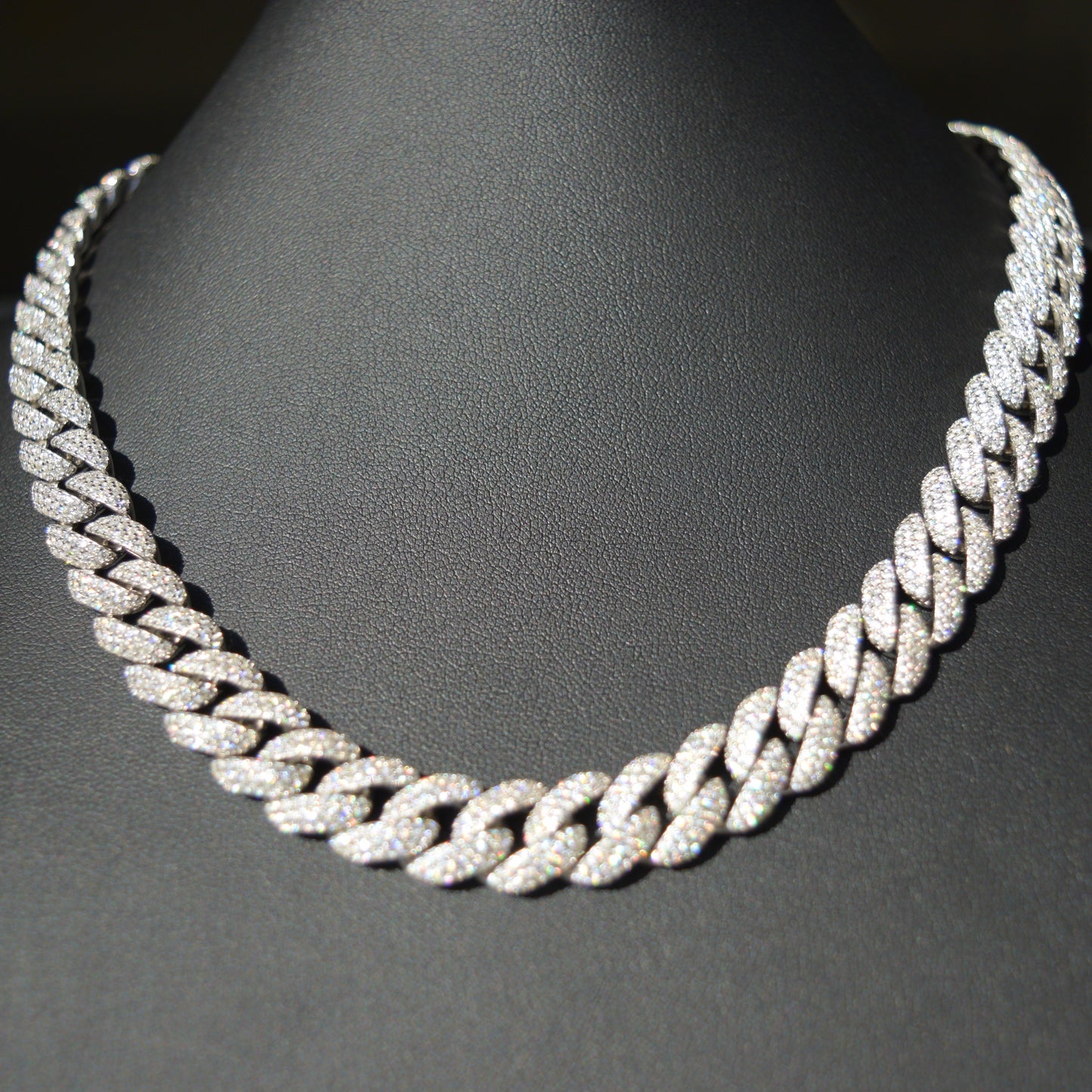 12mm Bubble 3-Row Cuban Link Necklace Moissanite