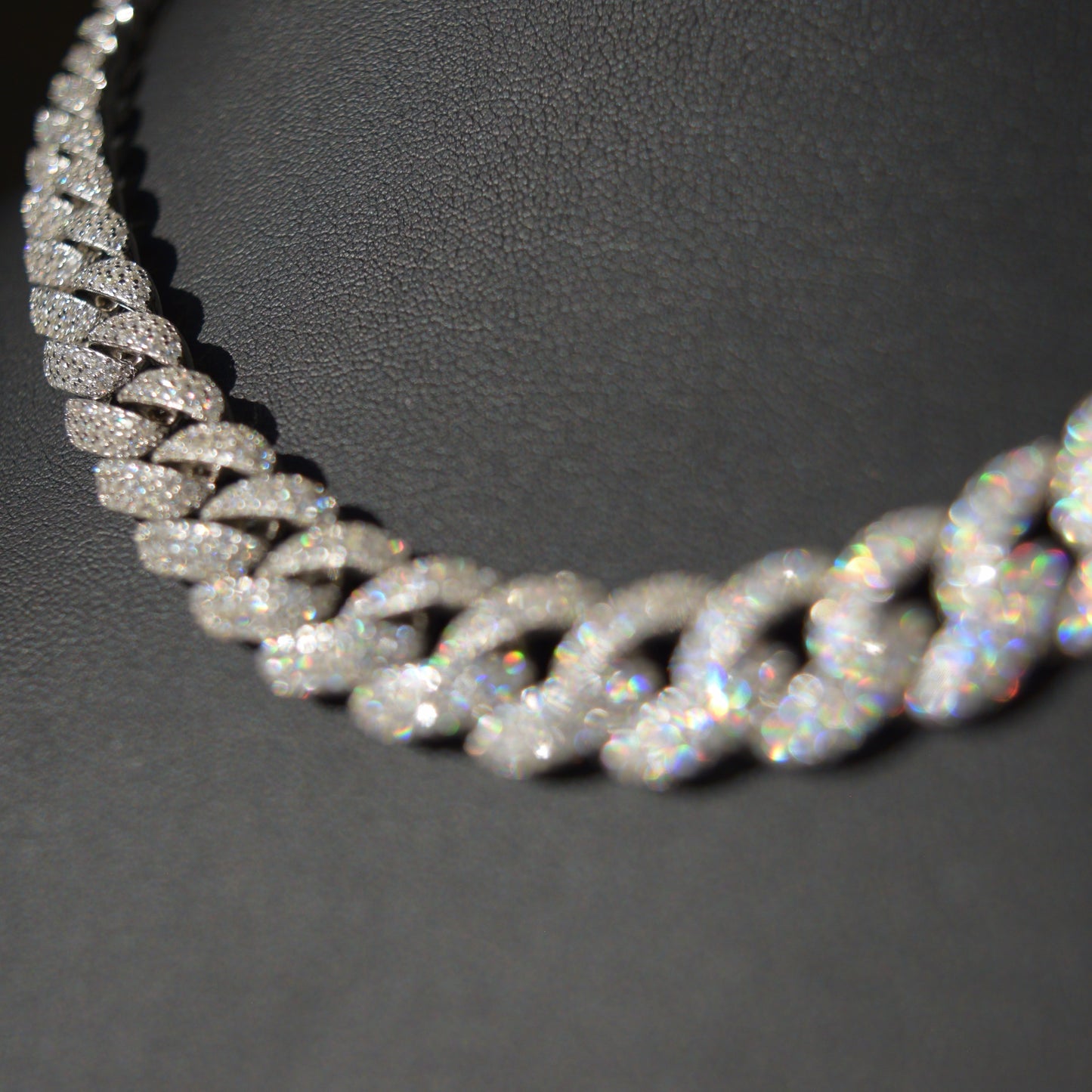 12mm Bubble 3-Row Cuban Link Necklace Moissanite