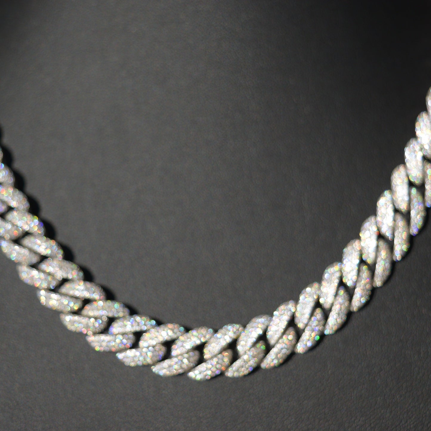 12mm Bubble 3-Row Cuban Link Necklace Moissanite