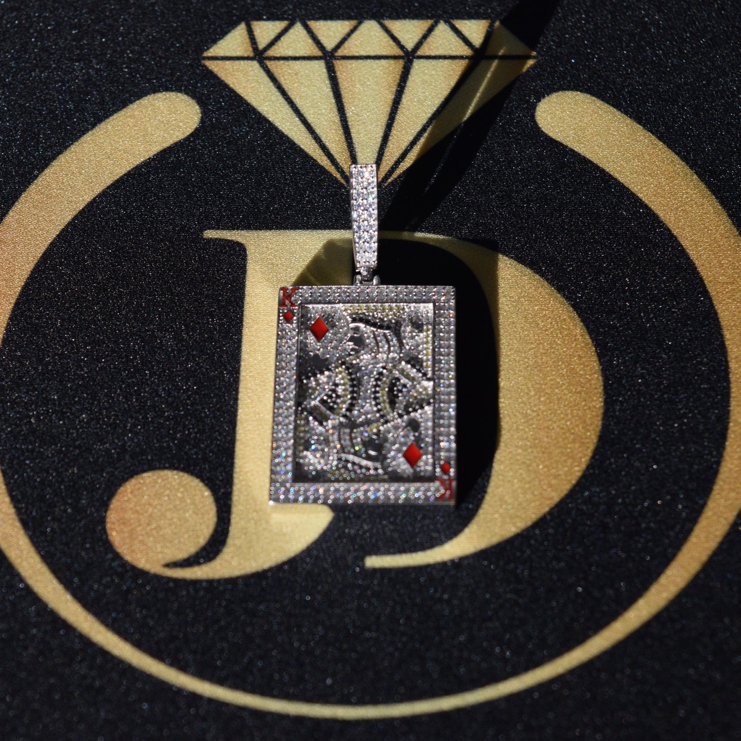 Players Card King Pendant Moissanite