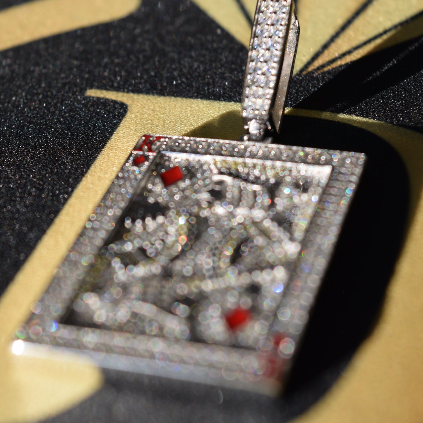 Players Card King Pendant Moissanite