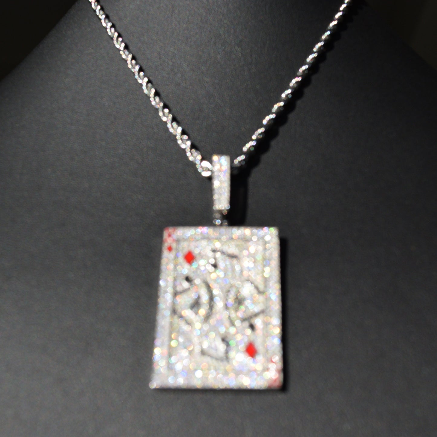 Players Card King Pendant Moissanite