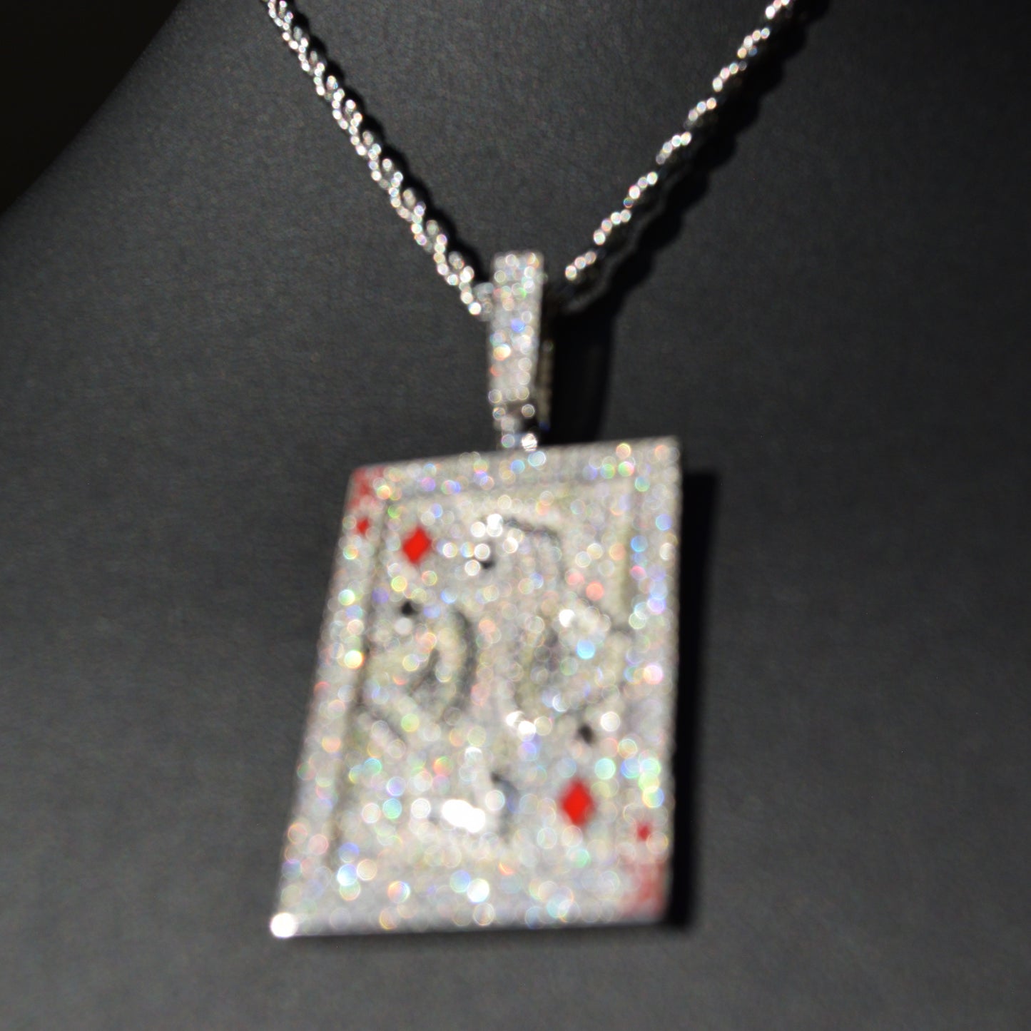 Players Card King Pendant Moissanite