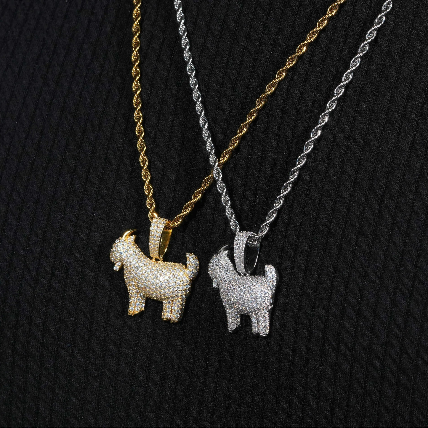 Micro-Paved Goat 3D Pendant Moissanite
