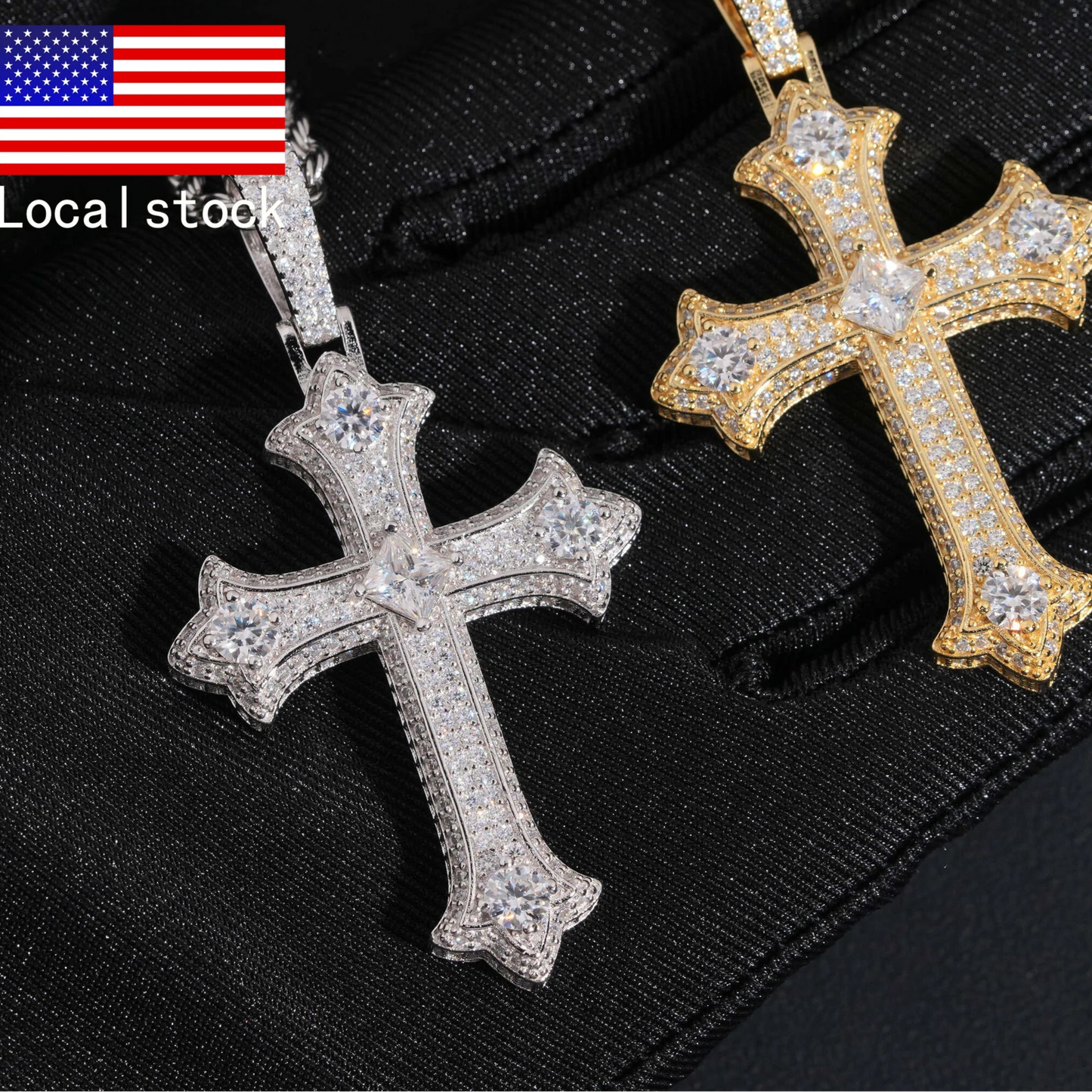 Imperial Crown Cross Pendant Moissanite