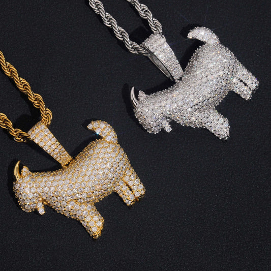 Micro-Paved Goat 3D Pendant Moissanite