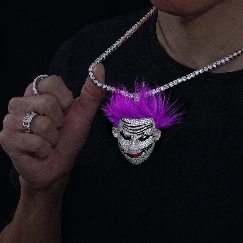 Joker Purple Hair Pendant Moissanite