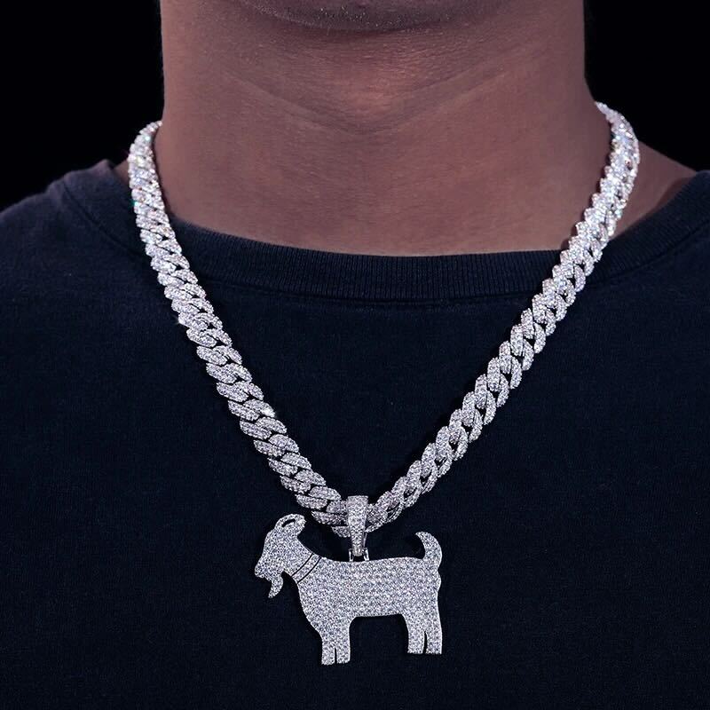 Micro-Paved Goat Pendant Moissanite