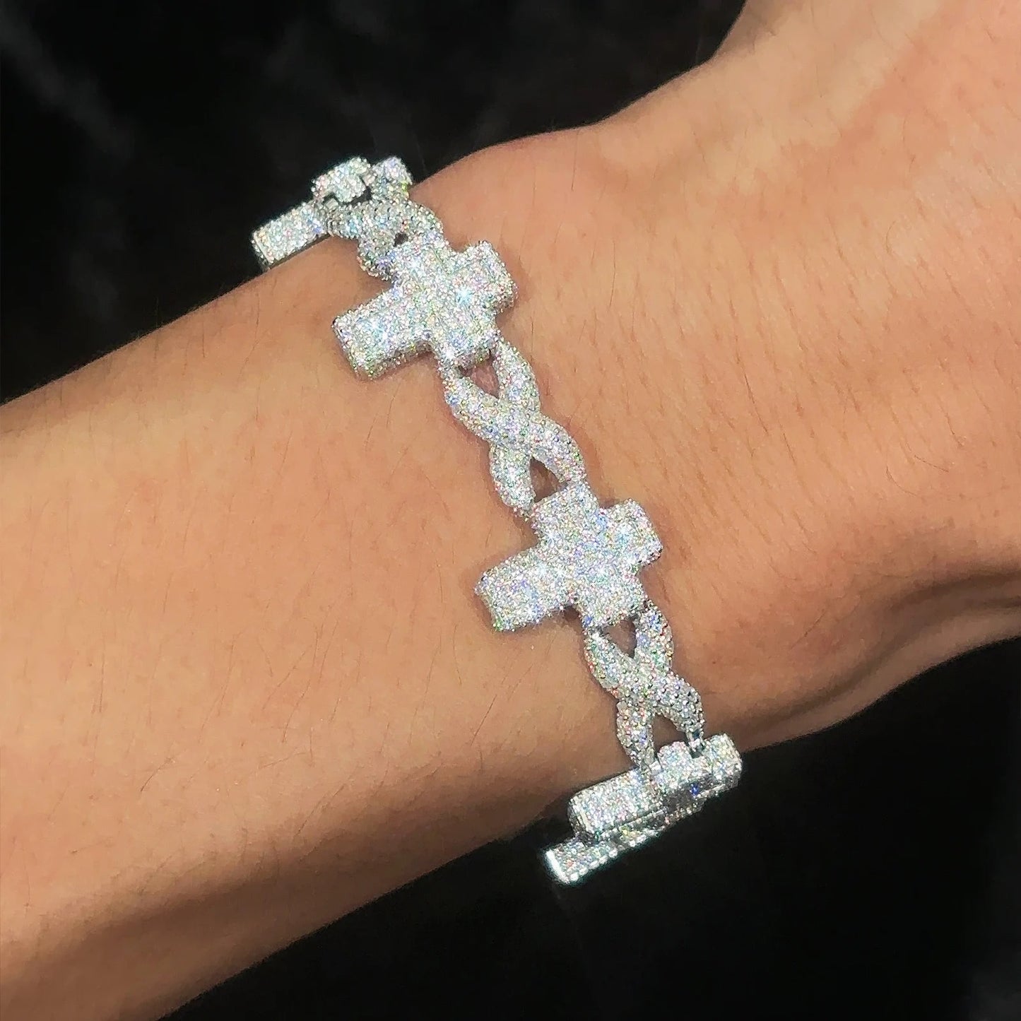 Moissanite Cross Infinity Bracelet