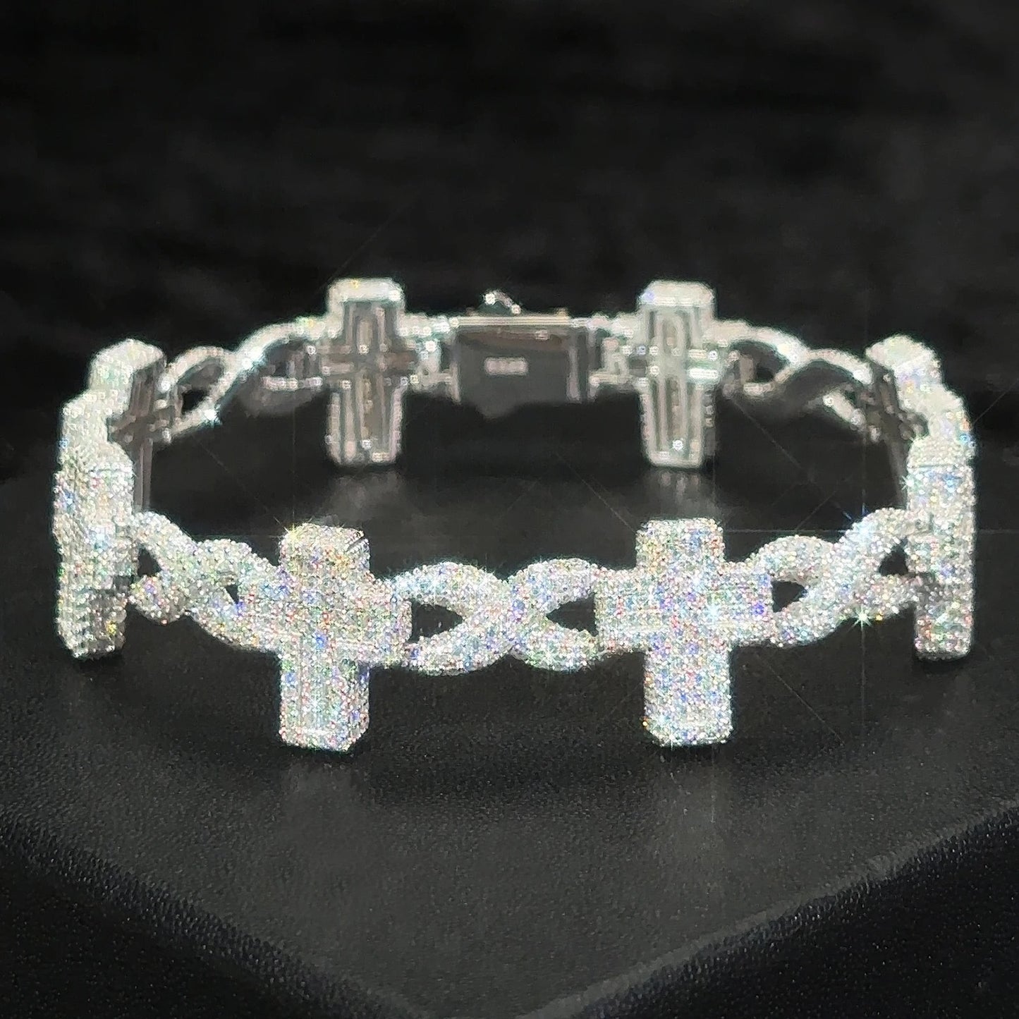 Moissanite Cross Infinity Bracelet