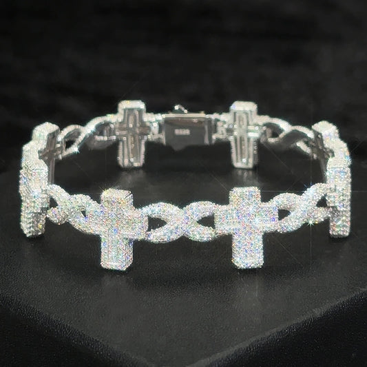 Moissanite Cross Infinity Bracelet