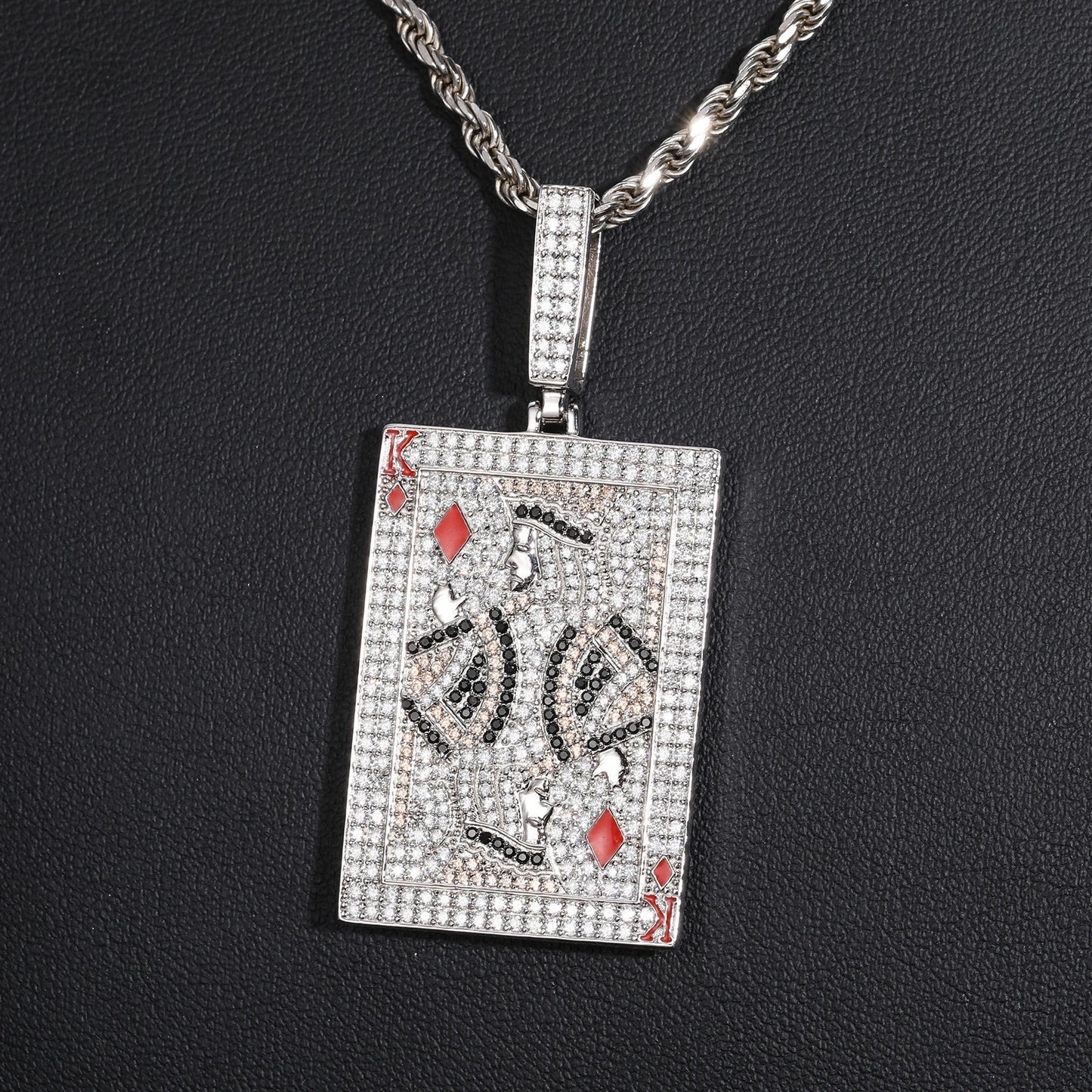 Players Card King Pendant Moissanite