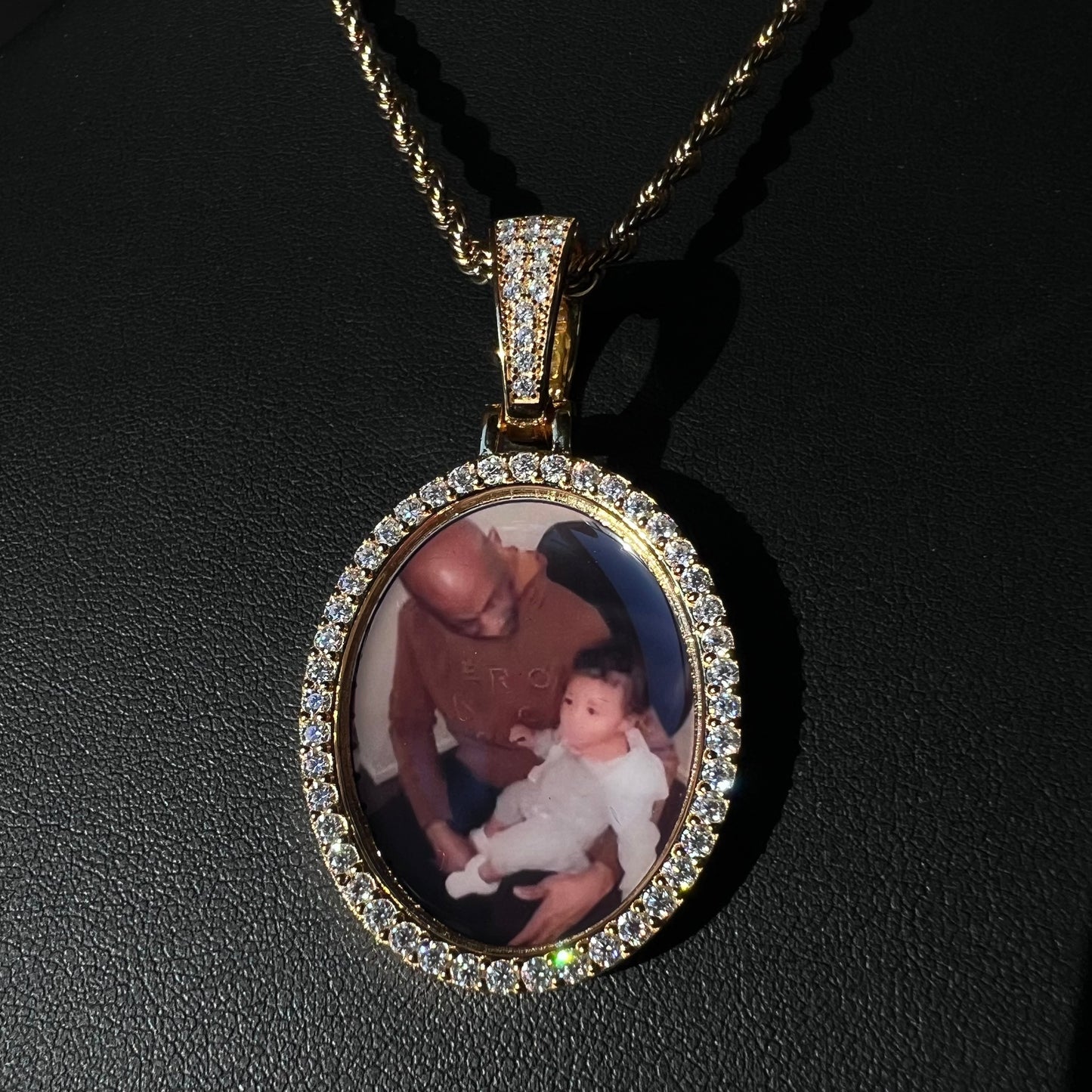 Custom Photo Oval Pendant Moissanite