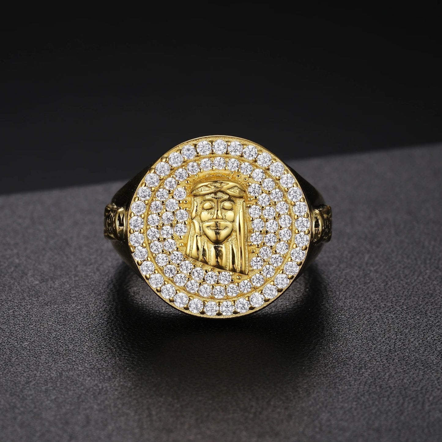 Jesus Signet Ring Moissanite