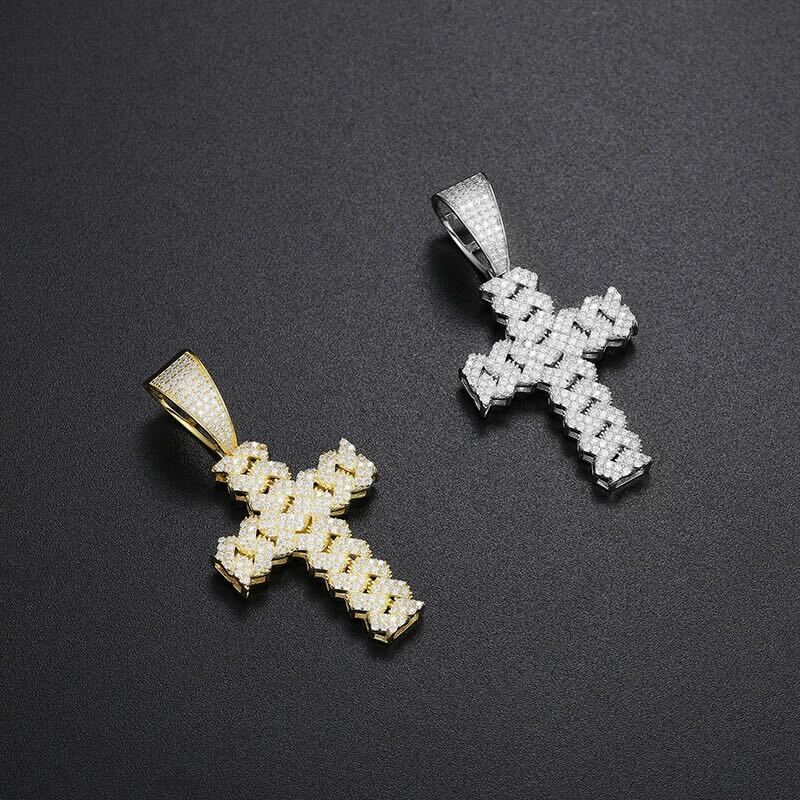 Cuban Cross Pendant Moissanite