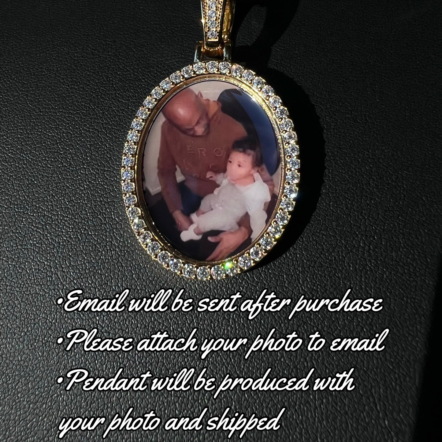 Custom Photo Oval Pendant Moissanite